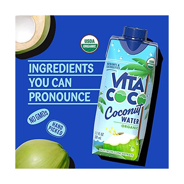 Vita Coco Coconut Water, Pure Organic | Refreshing Coconut Taste | Natural Electrolytes | Vital Nutrients | 11.1 Oz (Pack Of 12)