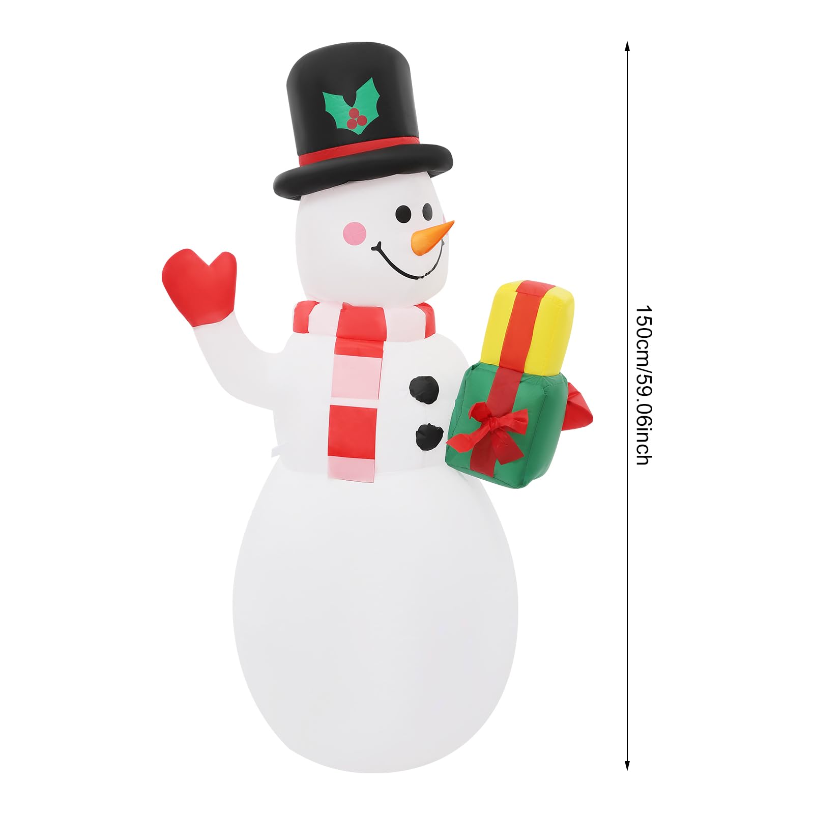 Bonhomme de neige gonflable de 1,5 m - Bonhomme de neige gonflable - Décoration de Noël pour jardins, pelouses, terrasses