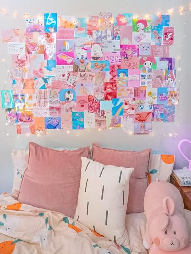 Image of Paper9store Pack Of 50 Aesthetic Wall Collage Kit - 4?6 Inches Self Adhesive Wall Posters For Bedroom, Living Room, Office A6 Size (Anime aesthetic)