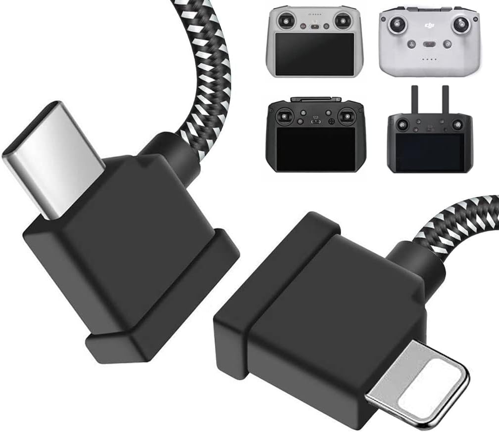 1FT USB C to iOS Remote Controller Cable for DJI Mavic 3, Mini 2, Mini 3 Pro, Air 2S, Mavic Air 2 - 90 Degree OTG Data Cord Accessories (iOS Connector)