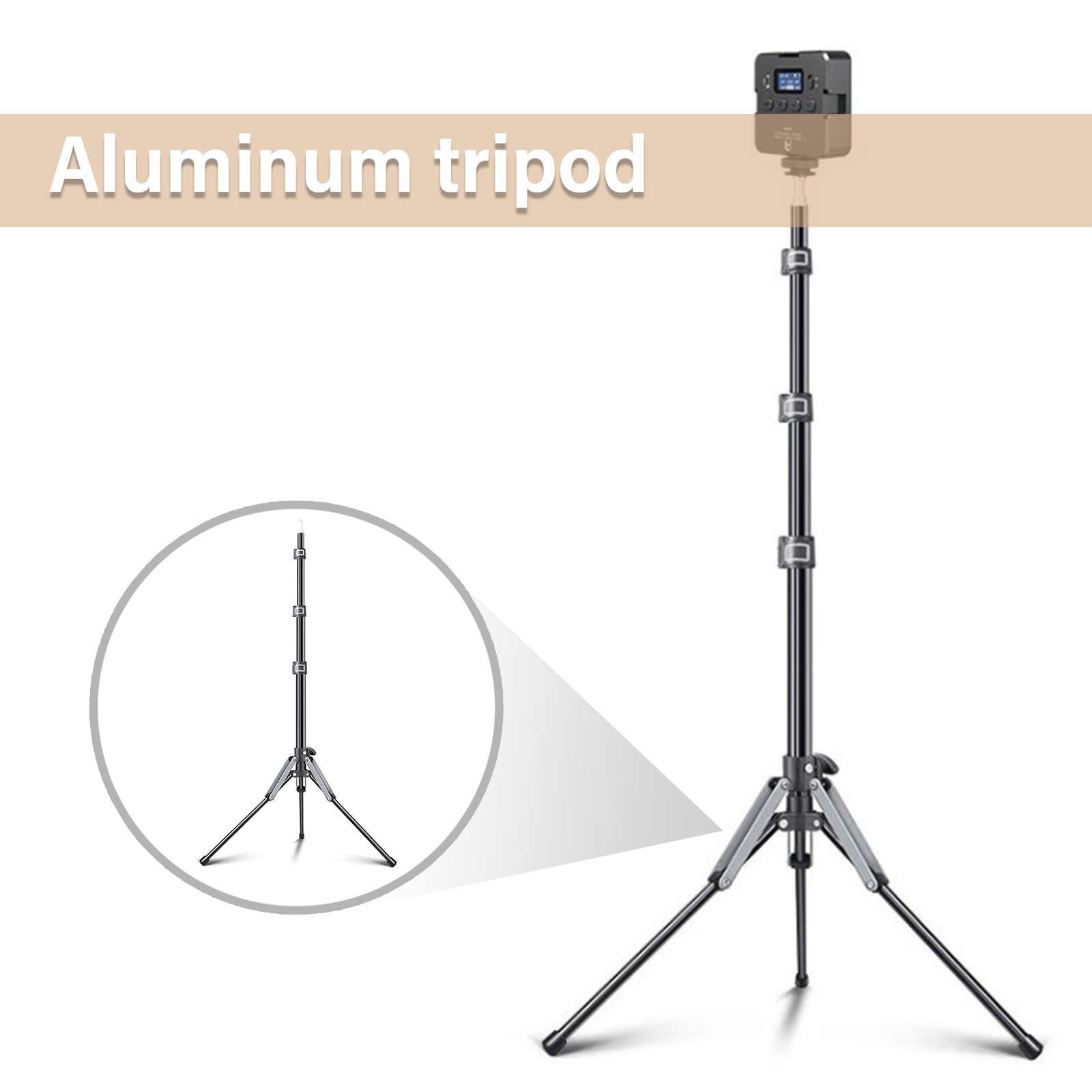 Treppiede in alluminio per fotocamera per scattare immagini stabili, altezza regolabile e supporto per gambe pieghevole, accessorio fotografico professionale