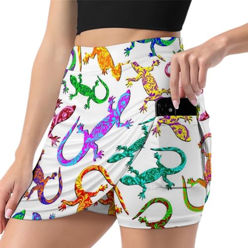 Jupe de tennis femme avec poche Lézard De Couleur skort de golf