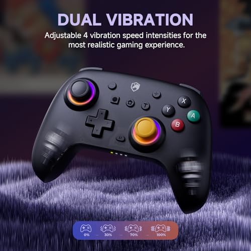 Image of ECHTPower Wireless Switch Controller, Switch pro Controller for Nintendo Switch /Nintendo Switch 2, Gaming Controller with Hall Effect Joysticks, Wake-up, Programmable, 6 Axis Gyro, Turbo