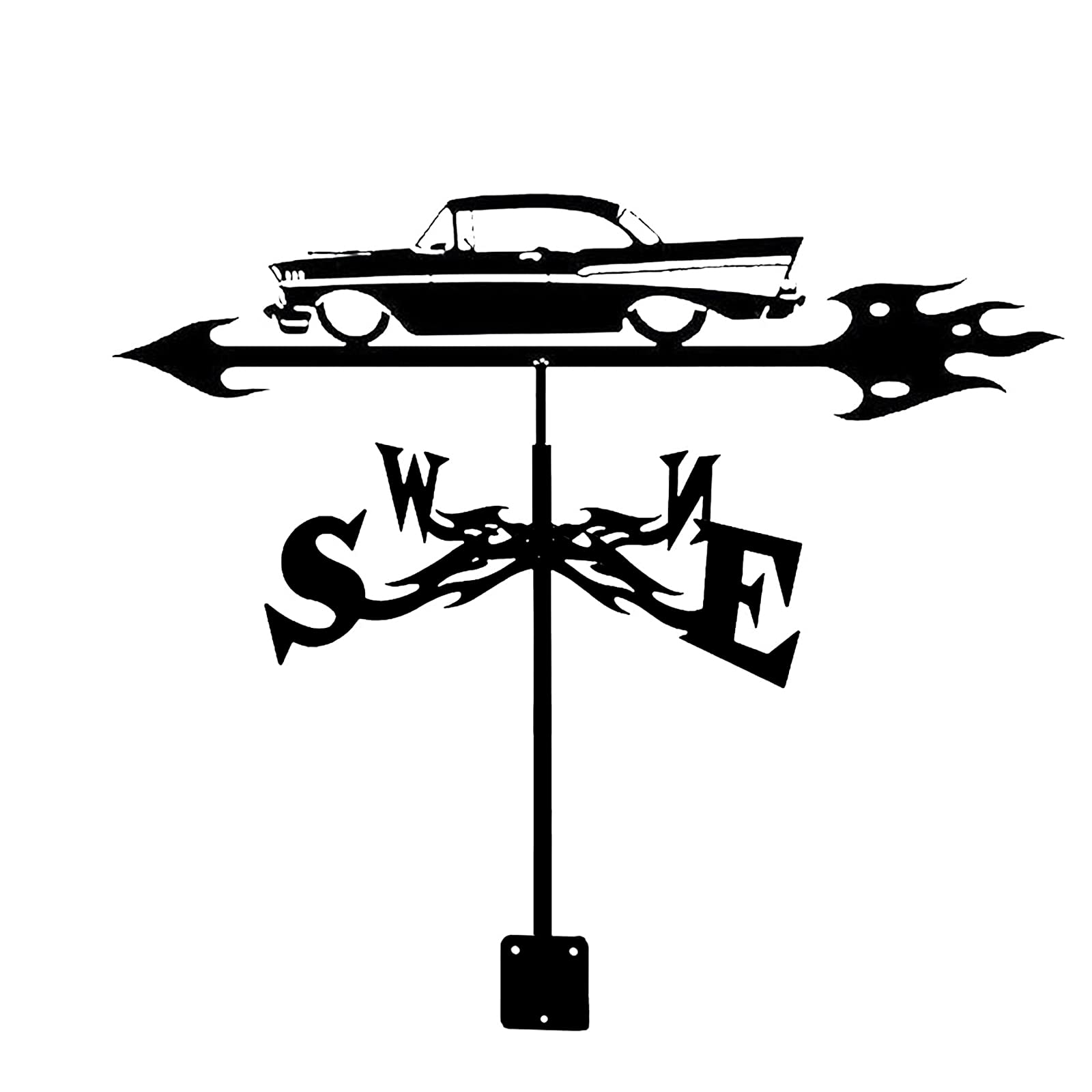 WIQUYBML wind vane Rooftop Wind Vane For Yard Metal Bracket Weathervane Retro Stainless Steel Direction Indicator for Garden And Measuring Tool Decoration (Car