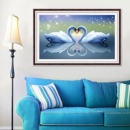 Peinture Diamant 5D Deux Cygnes pour Décoration Salon | Kit Broderie Grand Format