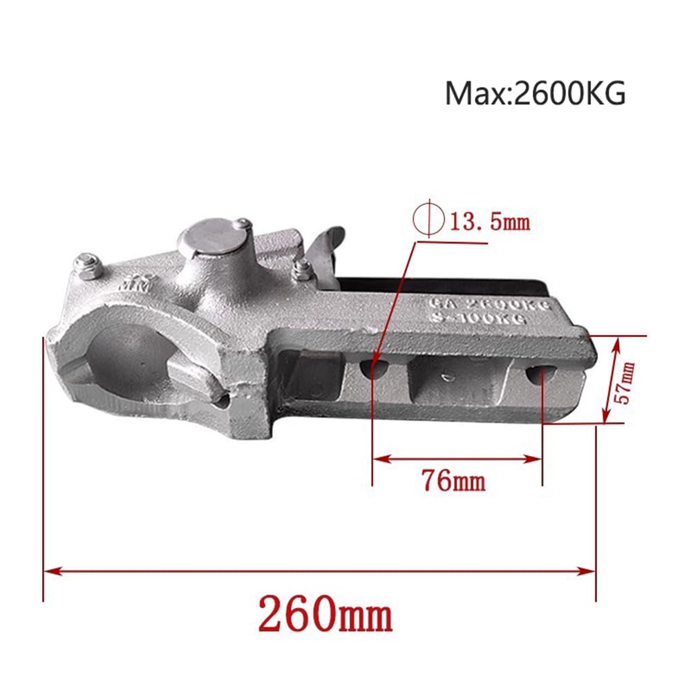 Acoplador para Remolque,hasta 2600kg,Enganche Remolque Universal para Coche con Cuadrado 60mm, Gancho Robustecido para Caravanas y Trailers