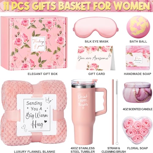 Birthday-Gifts-for-Women-Self-Care-Gifts-Get-Well-Soon-Gifts-Rose-Relaxing-Spa-Gifts-Basket-Care-Package-w-Luxury-Flannel-Blanket-40-oz-Tumbler-Easter-Gifts-for-Her-Wife-Mom-Girlfriends-Sister Birthday Gifts for Women Self Care Gifts Get Well Soon Gifts Rose Relaxing Spa Gifts Basket Care Package w Luxury Flannel Blanket 40 oz Tumbler Easter Gifts for Her Wife Mom Girlfriends Sister