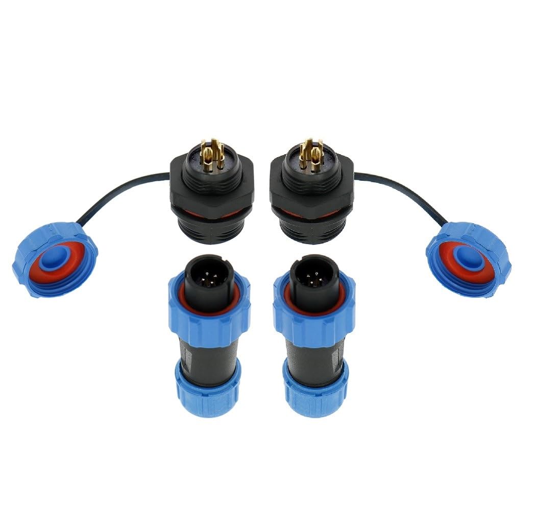 Uonecn SP13 4pin Waterproof Aviation Cable Connectors, Low Voltage Wire Connector, Electrical Cable Connector, Aviation Plug & Socket (IP68 Panel Mount-Water Proof Connector)
