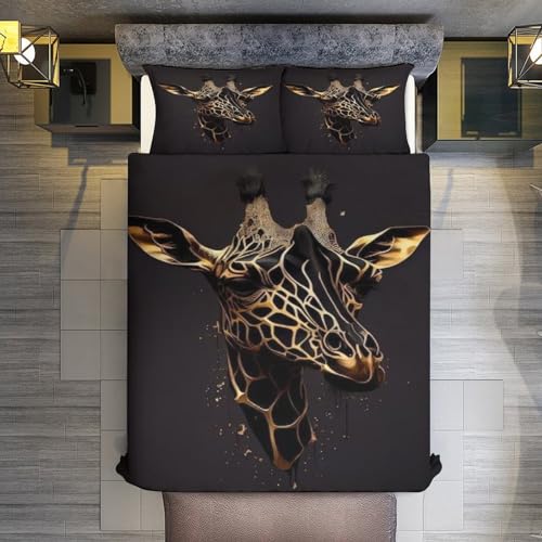Parure de lit girafe 3D King de qualité supérieure en microfibre douce