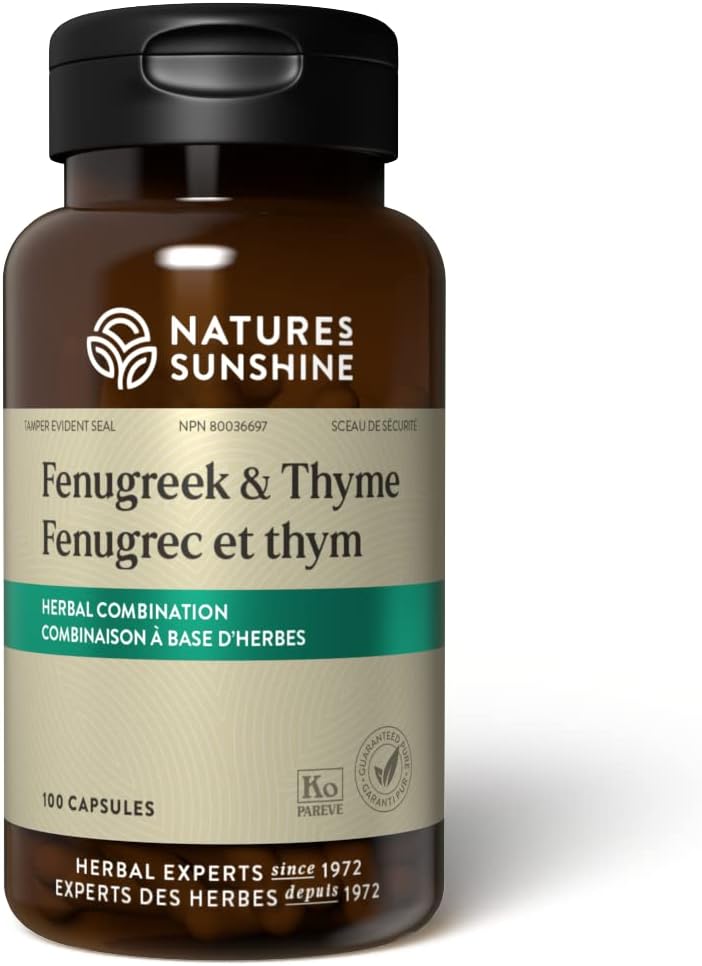 Nature's Sunshine Fenugreek & Thyme, 100 Capsules, Kosher | Supports the Respiratory System and Helps Soothe Mucous Membranes