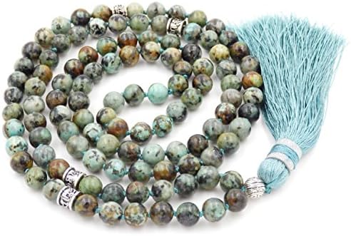 malahill mala Beads Necklace for Women Man, mala Bracelet, Prayer Beads Necklace, African Turquoise Tassel Necklace