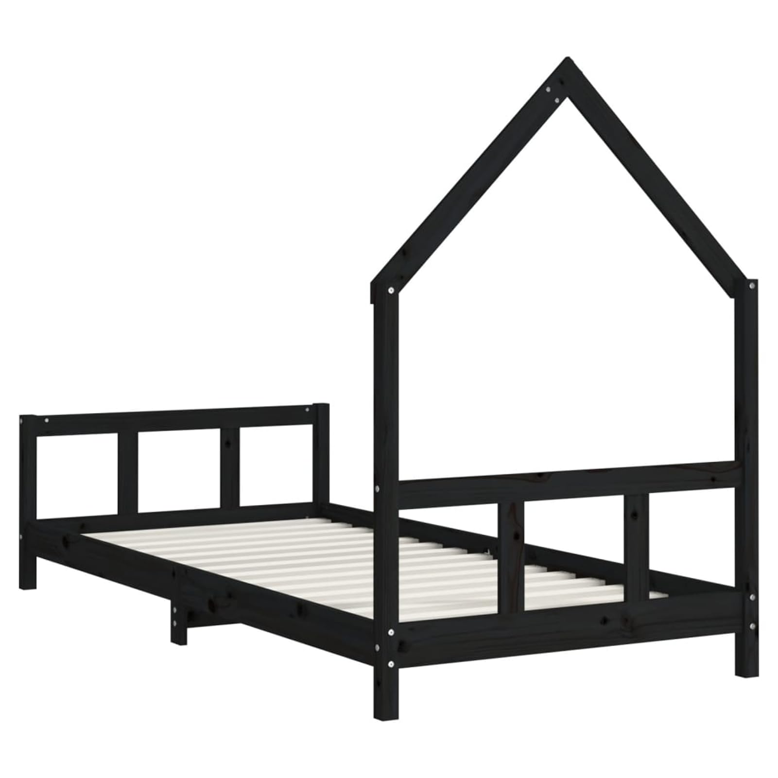 Holz Kinderbett Hausform Schwarz 205,5x95,5x136cm für Kinder ab 4 Jahren Model834569