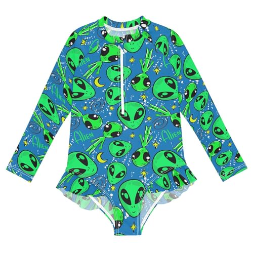 Girls One Piece Swimsuits UPF 50+ Quick Dry Long Sleeve Rash Guard Bathing Suits with Zipper Swimwear 3-12 Yeays