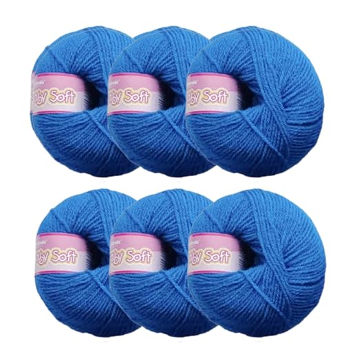 Image of Vardhman Baby Soft Yarn Pack of 6 - 4-Ply Acrylic Wool 150g Total | Soft Yarn for Knitting & Crocheting Baby Blankets, Sweaters, Toys & Accessories | 86m per 25g Ball (1, Navy Blue)