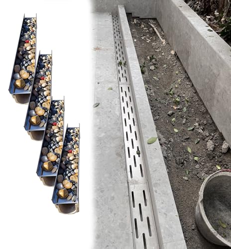 Cubierta de rejilla de drenaje de acero inoxidable para exteriores, sistema de canal de drenaje con diseño decorativo de adoquines para una gestión delgada del agua de lluvia