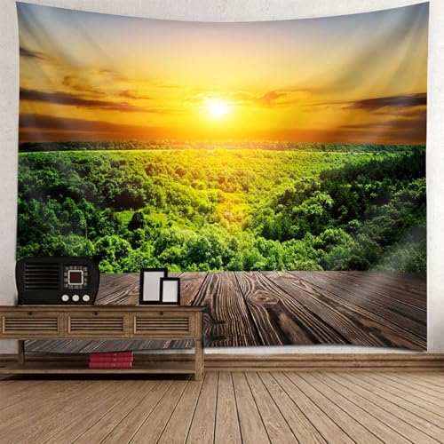Gualiy Tapiz de pared de poliéster, tapiz para colgar en la pared, árbol, atardecer, tapices para dormitorio, sala de estar, dormitorio, 102 pulgadas de largo x 94 pulgadas de ancho