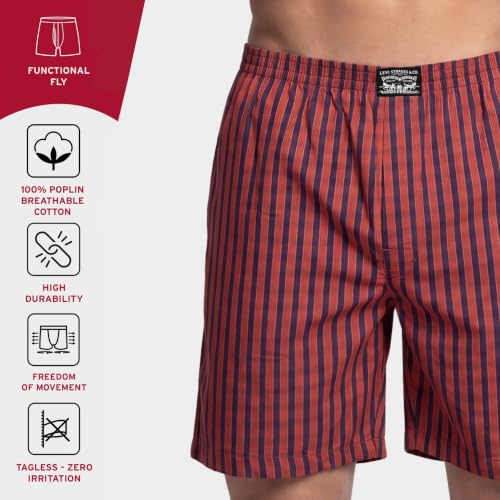 Image of Levi's 024 Boxer Shorts for Men | 100% Poplin Cotton | Checked Men's Boxers | Durable & Breathable | Smooth Hand-Feel | Inner Elastic Waistband | Functional Fly | Relaxed Leg Opening | Pack of 1