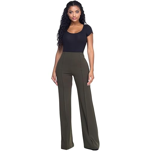 Cemi Ceri Women’s High Waist Wide Leg Dress Pants – Elegant Work Trousers, Office & Casual Wear, Flared Business Slacks