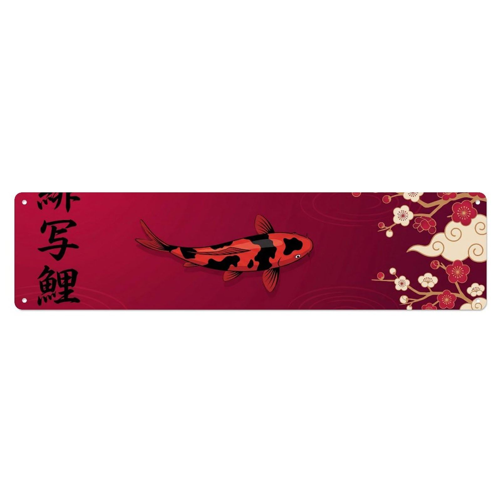 Vintage Koi Fish Japanese Scarlet Reflection Metal Tin Sign