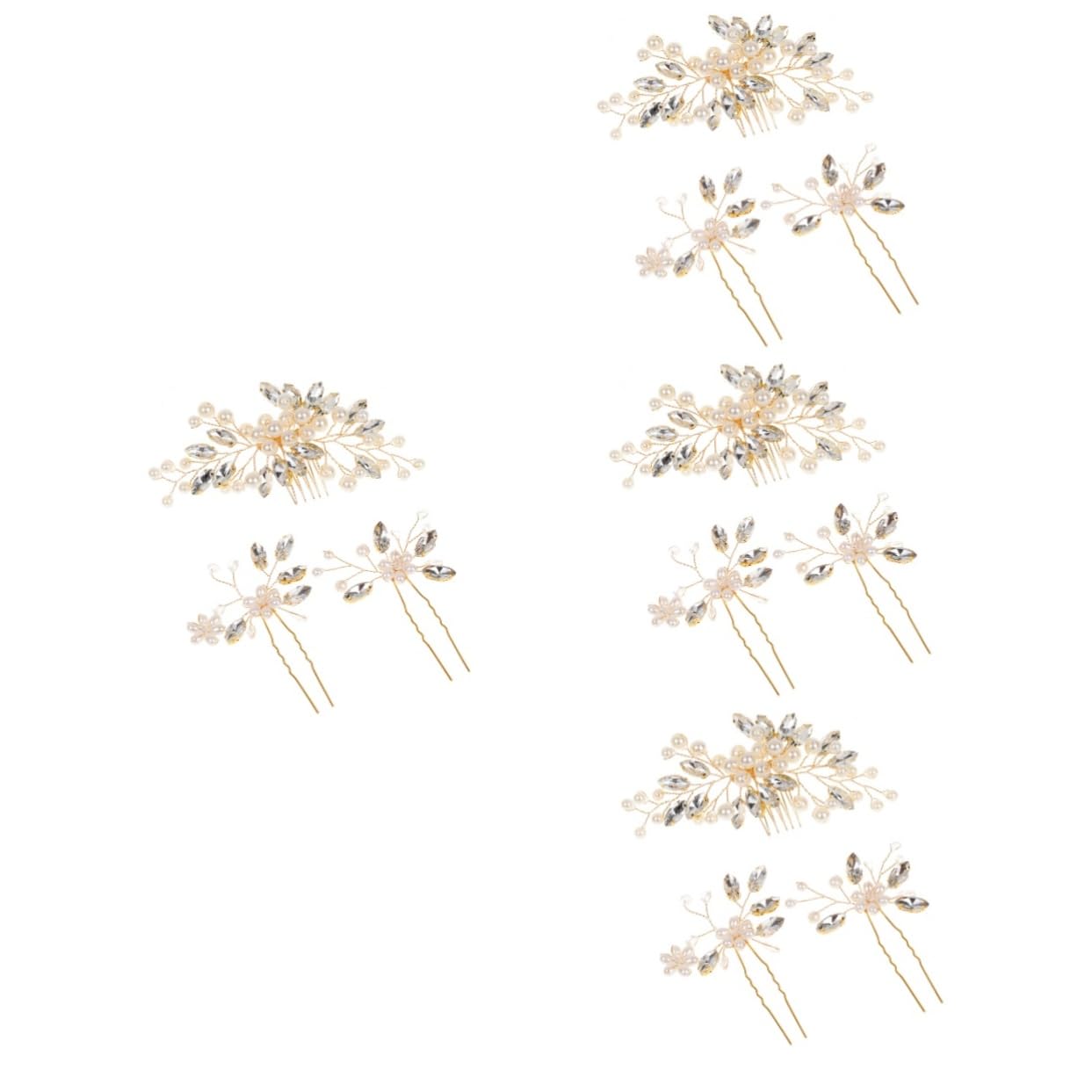 MAGICLULU 4 Sätze Haarnadel Hochzeit Braut Haarkamm Haarschmuck Haarspangen Haarklammer Tiara braut kopfschmuck dekorative Kopfbedeckung Pferdeauge schmücken einstellen Zubehör Zinklegierung
