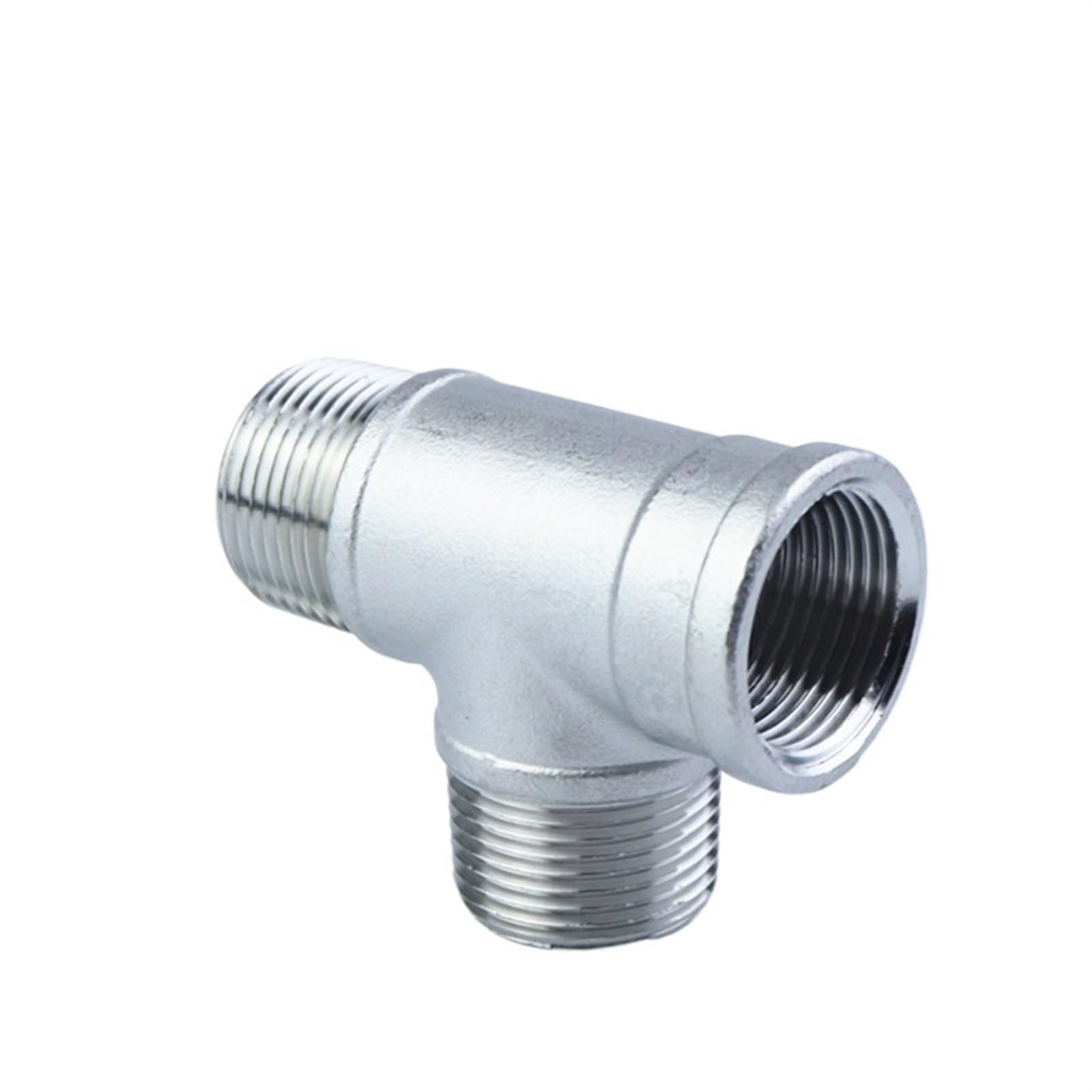 Conector en T de 3 vías Accesorio de tubería en T 3 vías con Rosca Macho + + Hembra 1/4", 3/8", 1/2", 3/4", 1", 1-1/4", 1-1/2" BSP Acero Inoxidable(1-1/4")