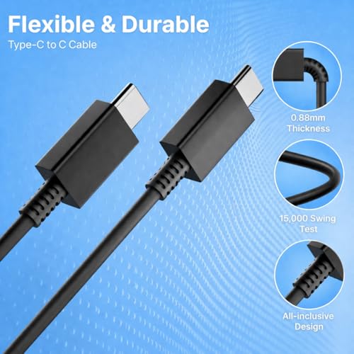 Image of Samsung 45W USB C to Type C,3.3FT Fast Charging Cable High Speed Data Transfer Compatible with Samsung Galaxy M35 /M15 /F15 /A15 /A14 /M14 /F14 /M34 /F34 /A34 /A54 /S21 Fe /S22 /S23 /S24 /S25 Plus Ultra,Tablet