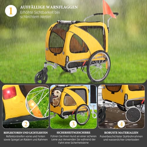 Fiximaster XL Hundeanhänger Fahrrad & Jogger 2-in-1 mit Handbremse und Reflektoren, stabiles 600D Oxford-Gewebe, Hundetransporter bis 40 kg (Blau)