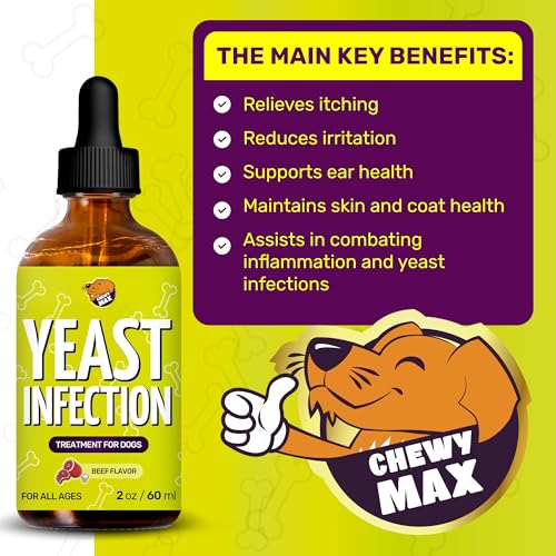 Yeast Infection Treatment for Dogs & Puppies to Help with Itching & Irritation | Dog Ear Infection Treatment for Allergies Breeds | Beef Taste | 2 Oz