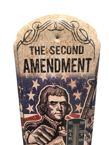 Miniatura 3 de Termómetro de pared de metal calibre 22, litografía de metal, mide 5 x 17 pulgadas, para interiores o exteriores, elige estilo (no me pises)