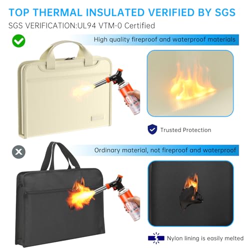 ENGPOW Organizador de arquivos sanfonado, pasta de arquivos expansível à prova de fogo com vários bo