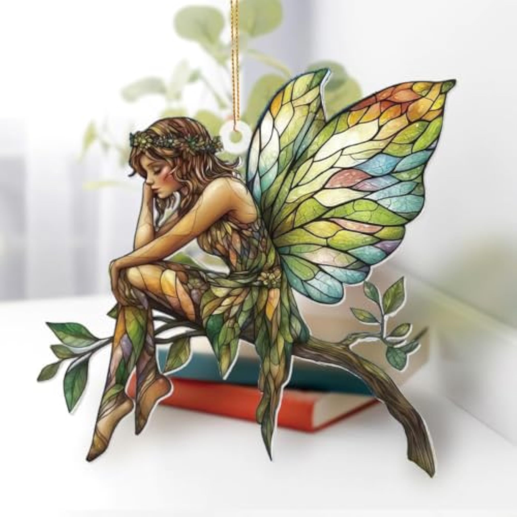 Sun Catcher Stained Glass Style Fairy Hanging Decor
