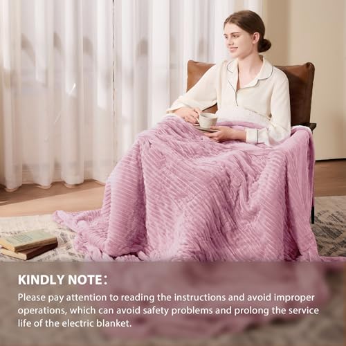 Image of Homemate Electric Heated Blanket Queen Size - 84 inchx90 inch Heating Blanket Queen Size Dual Control 1 /2 /4 /6 /8 Hours Auto-Off 10 Heat Level Over-Heat Protection Soft Flannel Sherpa ETL Certification