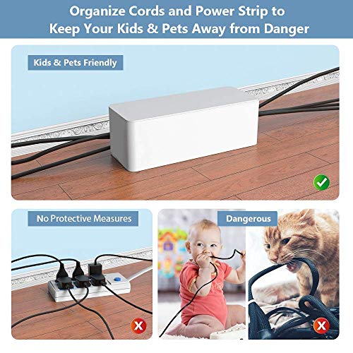2 Pack Cable Management Box - Large And Medium Desk Cord Organizer Box Cord Hider, Cable Box Wire Organizer, Cover For Usb Hub, Tv Wires, Power Strips, Safe Abs Material-Baby&Pets Proof Lock-White #TOP7