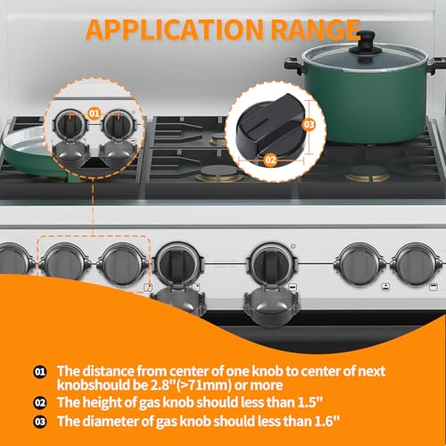 Gas Stove Knob Covers – Heat-Resistant Baby Proof Stove Knob Covers, Universal Size Gas Stove Knob Locks, Stove Child Proof Knobs with Adhesive, Stove Safety Guard for Kids Toddler Pet(4 Pack) - Image 4