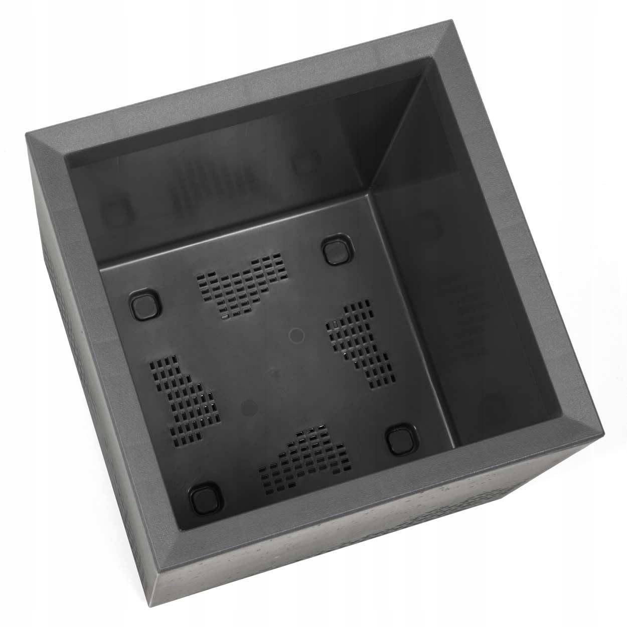 Vaso da fiori nero 40 x 39 x 39 cm grande per esterni – Fioriera su ruote con tappo di scarico – Vaso per piante effetto cemento per giardino e terrazza