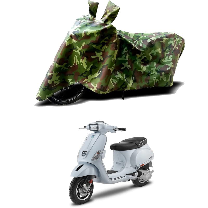 Image of 100% Water Resistant Bike Scooty Two Wheeler Body Cover Compatible for Vespa SXL 150 FL BS6 /UV-Rays /Heat Protection /Birds Dropping /Scratchproof /Dust Proof /Waterproof /All Varient[Green MJ]