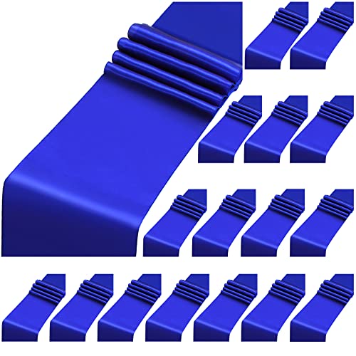 Aneco 16 Pack Satin Table Runner 12 X 108 Inch Dark Blue Long Wedding Satin Silk Table Runner For Wedding Banquet Graduations Birthday Party Decoration #TOP3