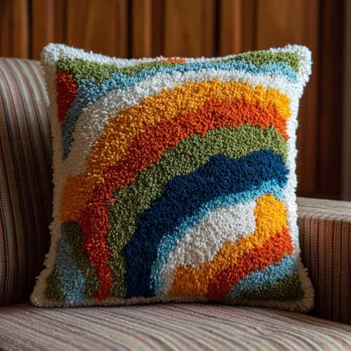 【Tela prestampata a colori】Questo kit per uncinetto ha un motivo colorato,il motivo è stampato sulla tela,questo è esattamente il kit per uncinetto che stai cercando,puoi sapere chiaramente dove va ogni filato colorato.