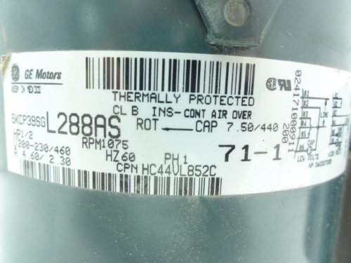 5KCP39SGL288AS - OEM Upgraded 3/4 HP 200-460v Condenser Fan Motor Fits GE Genteq