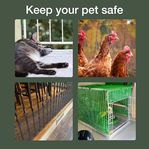 Image of Maporch Plastic Chicken Wire Fencing for Pet Protection - 15.7 inch x 10ft, HDPE Hunter Green Chicken Wire - Garden Fence Animal Barrier for Dogs, Cats and Rabbits (1-Pack) | 15.7 inch x 10ft - HDPE Home and Garden Netting - UV Resistant - Customizable Balcony Barrier for Animals, Dogs, Cats & Rabbits