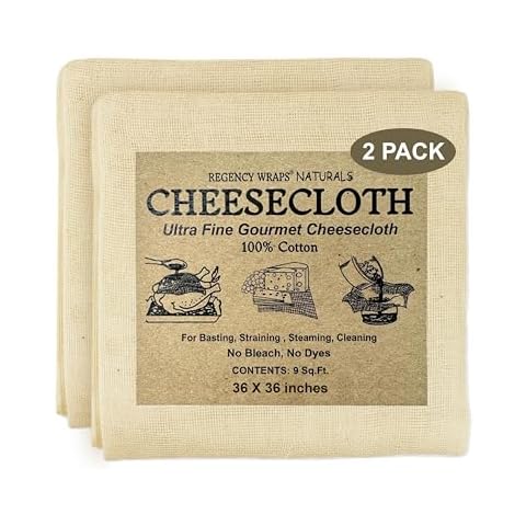 Regency Wraps 100% Cotton Ultra Fine Natural Cheese Cloth, 18sq.ft 36" X36" 2 pcs, Chef Grade for Basting Turkey, Canning, Straining, Cheesemaking Cover