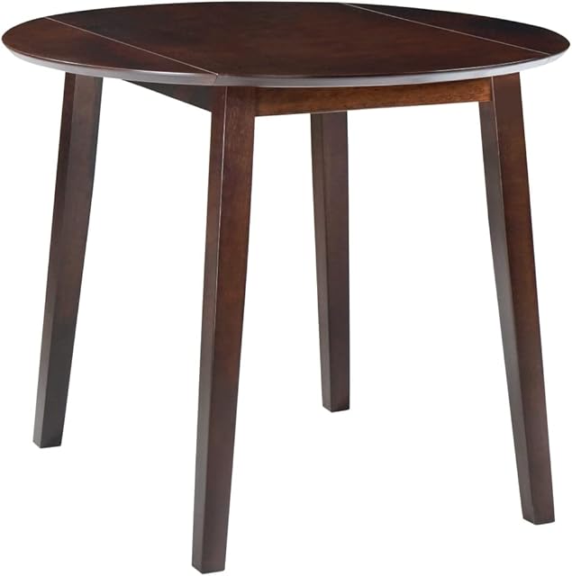 vidaXL Drop-leaf Dining Table Round MDF Brown Space Saving Kitchen Furniture