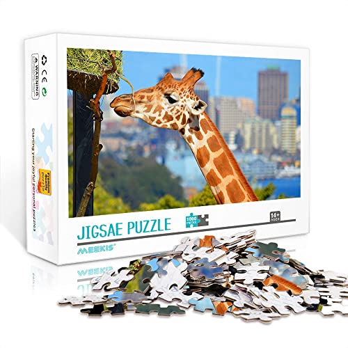 Mini Puzzle Adulte 1000 pièces Girafe Set Puzzle Jeu de Puzzle décoration de la Maison (Puzzle en Carton 38x26cm) Puzzles pour Adultes et Enfants Cover