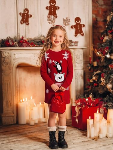 Girls Winter Long Sleeve Holiday Christmas Knit Pullover Sweater