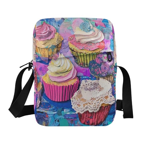 Crossbody Bag Dessert Oil Painting Messenger Bag for Women Men Purse Shoulder Bag Satchel Bag with Adjustable Strap 202b6406