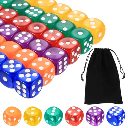 36 Piezas Set de Dados - 16mm Dados de 6 Caras, Juego de Multicolores,...