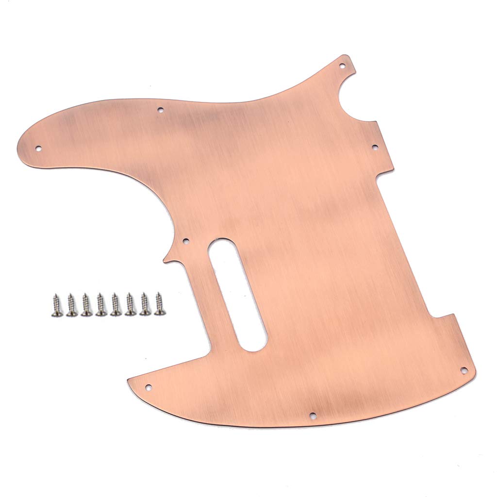 Alnicov Pickguard gitarowy, 8-otworowy tele metalowy pickguard gitarowy aluminiowa płyta do skrobania do USA/meksykańskiego Fender Telecaster Tele TL styl gitara brąz