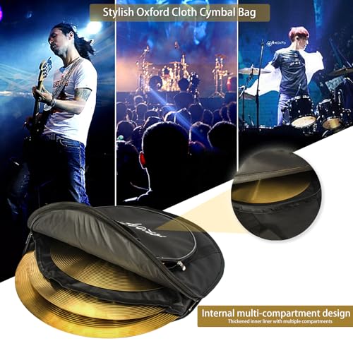AKOZLIN 22\" Cymbal Gig Bag with Carry Handle,5mm thick Padded cotton for perfect protection, Great for Dust-proof and waterproof Storage - Thumbnail 4