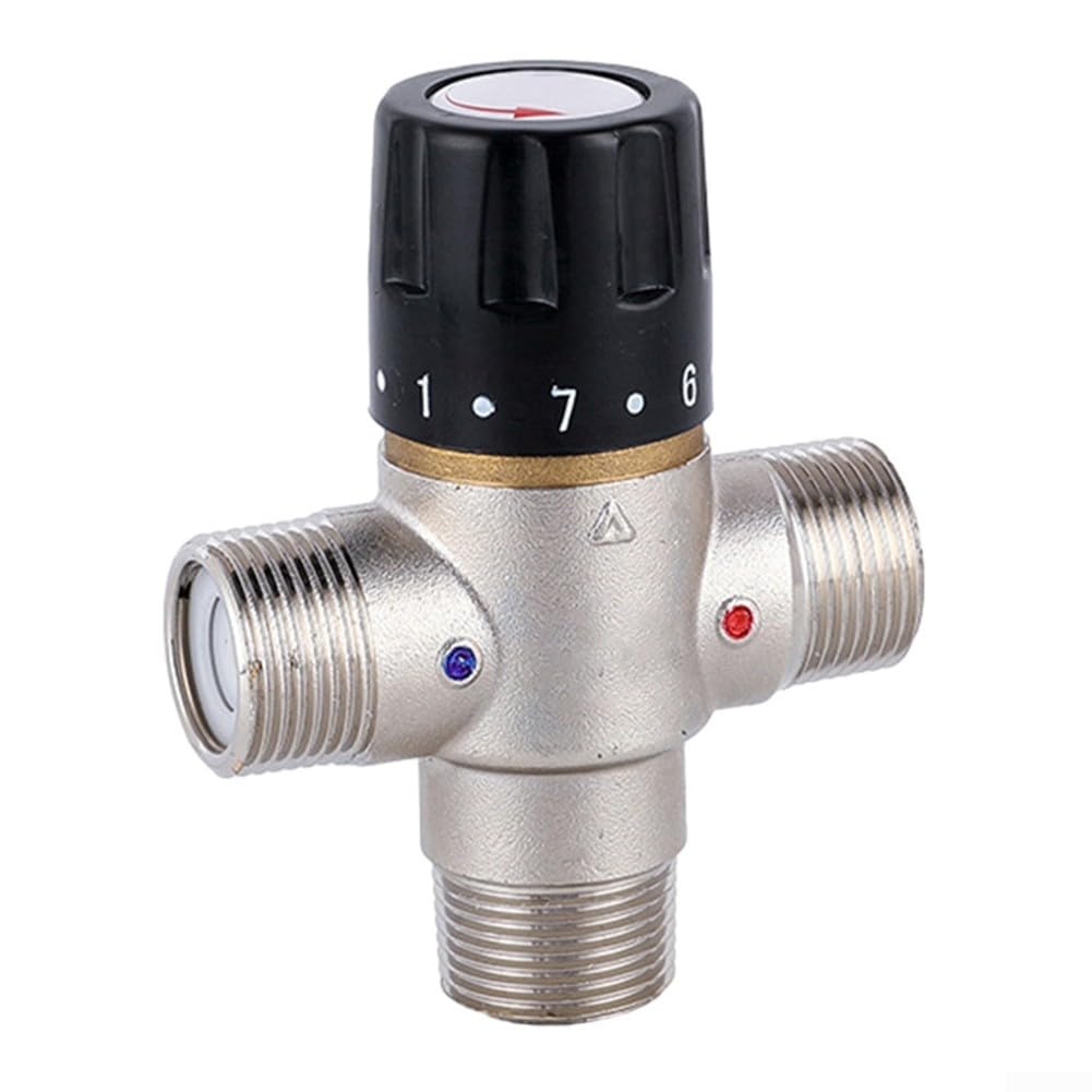 Válvula mezcladora termostática, válvula mezcladora termostática de latón DN20 de 3/4 pulgadas, temperatura del agua, control de termostato para calefacción solar