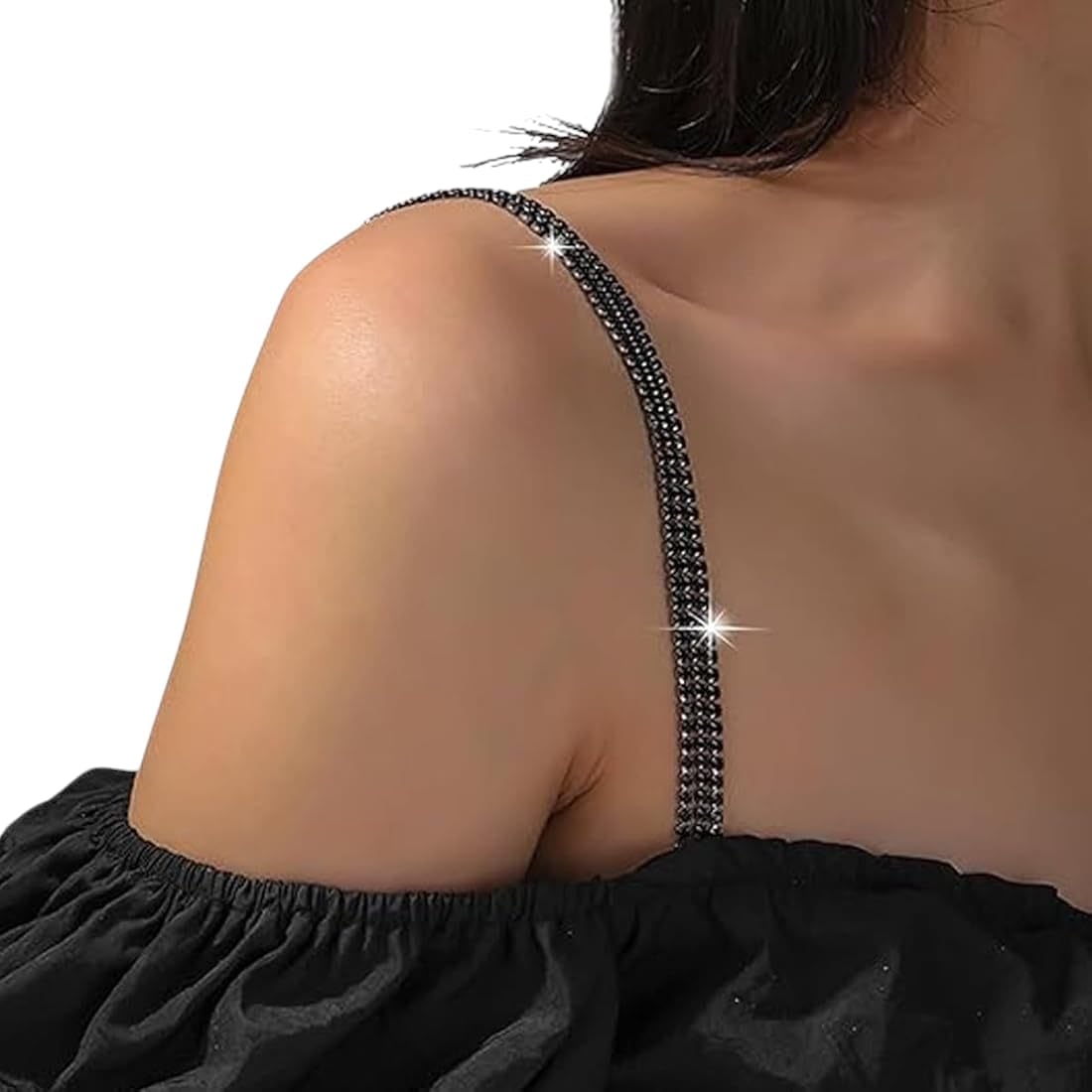 1 Pair Broad Crystal Beaded Fancy Bra Straps for Women – Fancy Lingerie Accessories, Perfect for Strapless Dresses